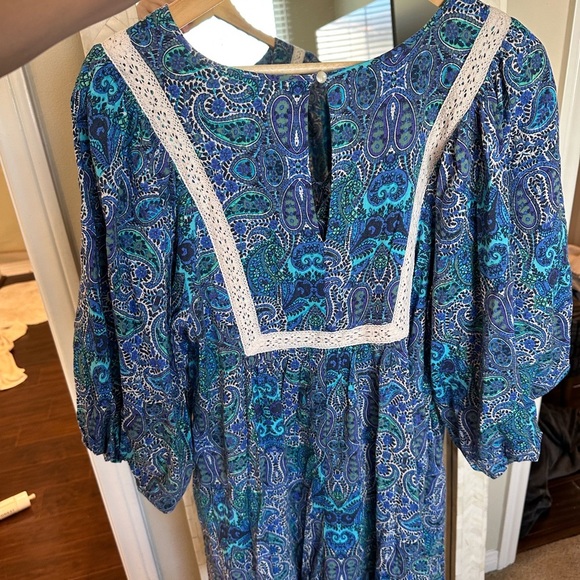 Anthropologie Lissa Romper Teal and Navy Paisley romper - Picture 4 of 7